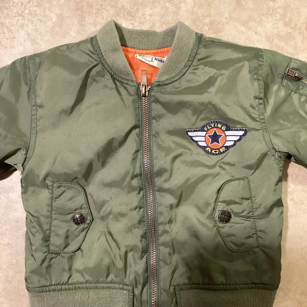 Army Green Bomber Jacket Kids Size 3 to 6 Months - Picture 3 of 11